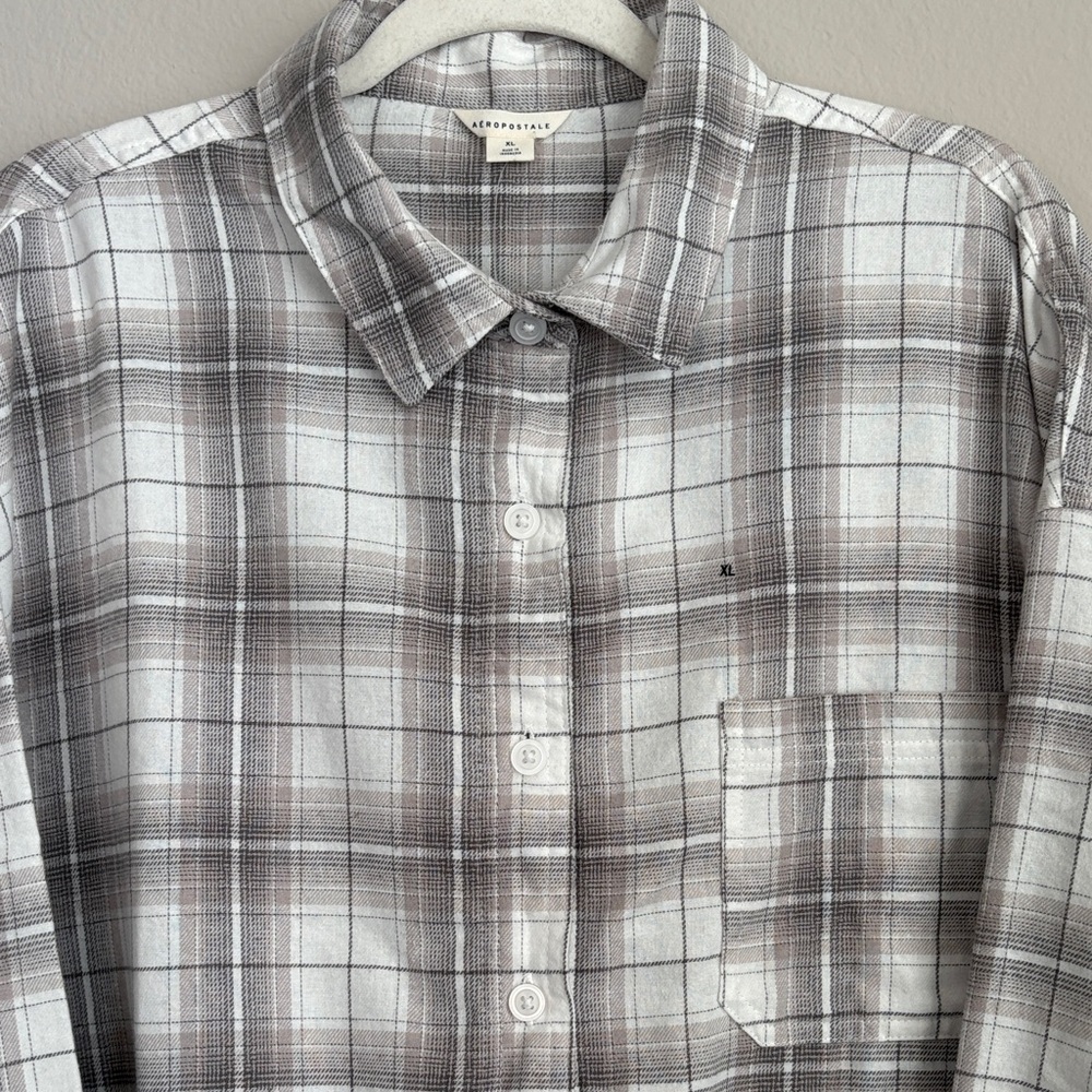Aeropostale Relaxed Light Flannel Plaid Shirt Long Sleeve #5054 Size XL NWT - Picture 6 of 10